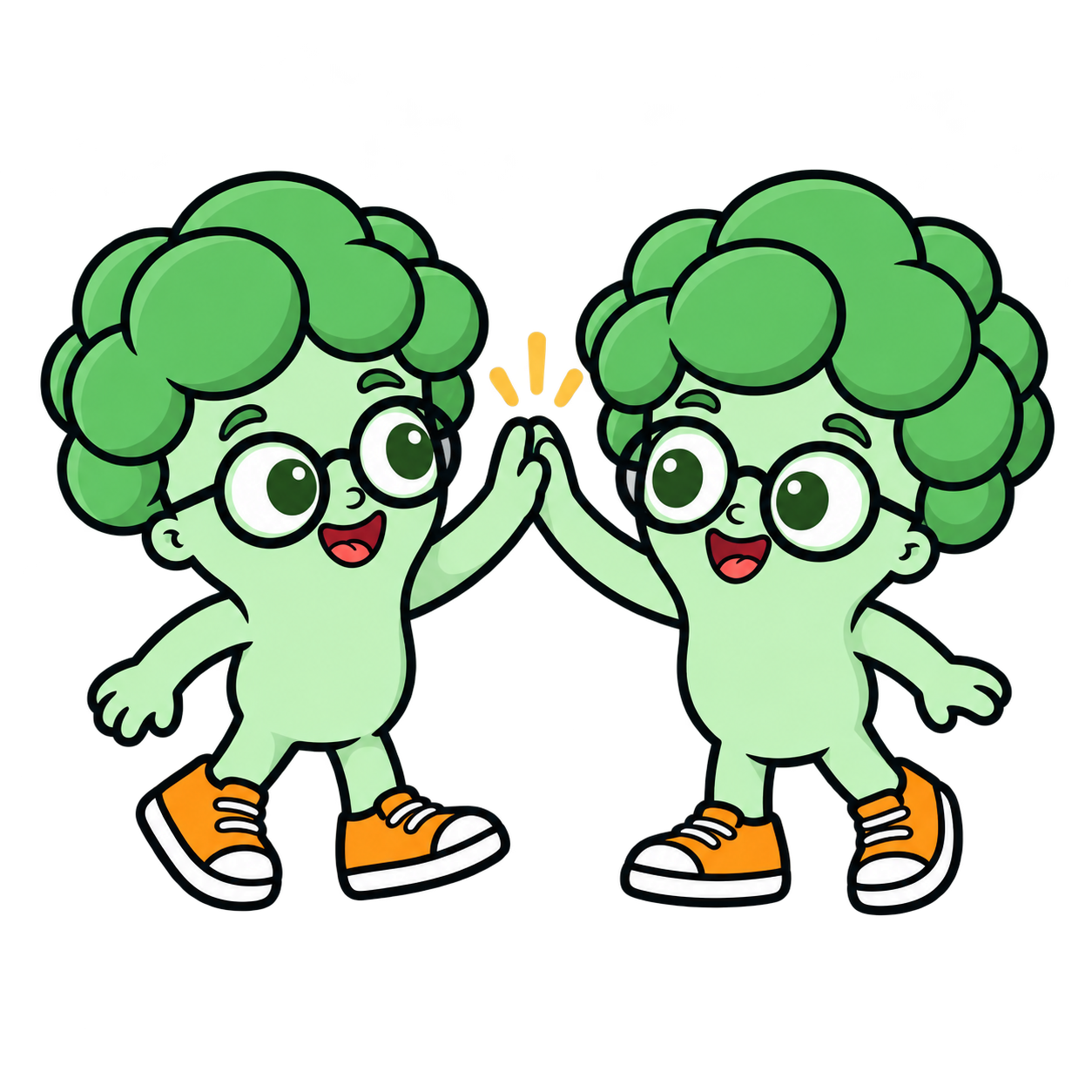 Twee Oedi-mascottes geven elkaar een high five